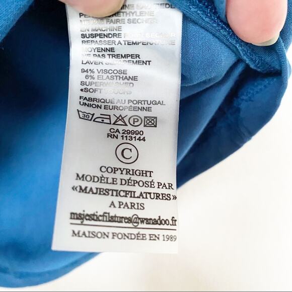 Saks X Majestic Filatures Soft Touch Cropped Sleeve Top Size Small - Picture 6 of 8